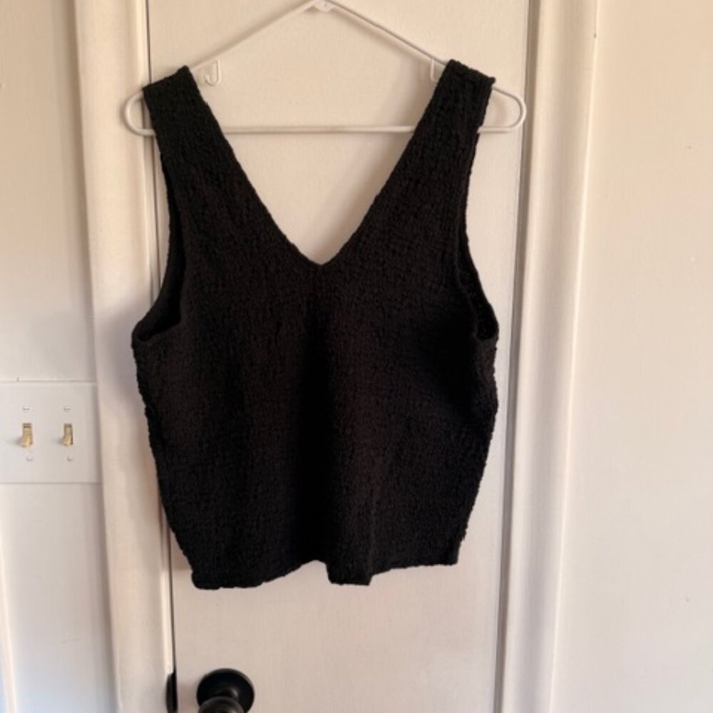 Womens Black Tank Top Shirt Textured V Neck A New Day Size XXL - Picture 4 of 5
